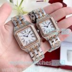 Best Quality Clone Cartier Santos-Dumont White Dial 2-Tone Rose Gold Lovers Watch